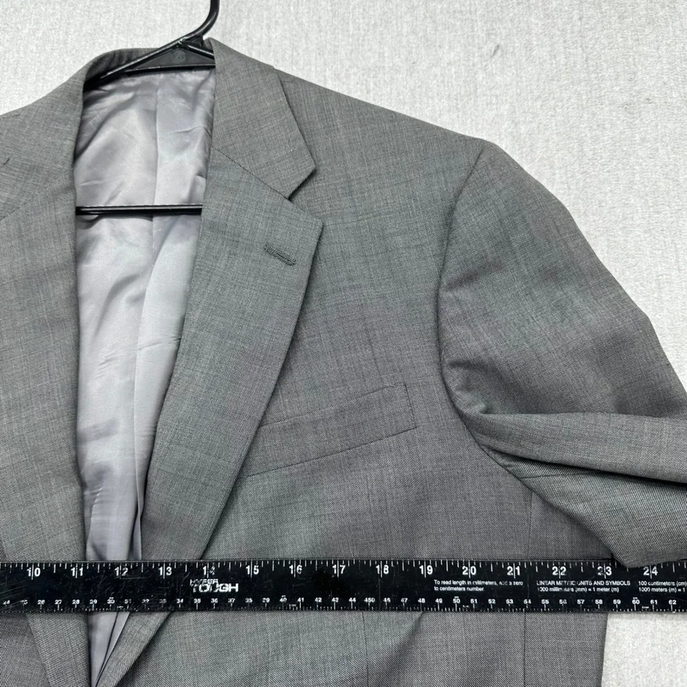 Hart Schaffner Marx Blazer Mens 42L Gray Two Button Suit Jacket Wool Blend